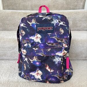 RARE Y2K JANSPORT SUPERBREAK BACKPACK MULTI ASTRO KITTY DOG CAT 2 POCKET BAG